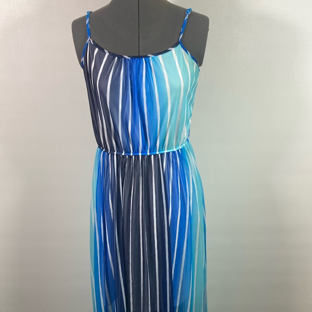 Studio Y Long Dress Women Size Large Adjustable Spaghetti Straps Elastic Waist